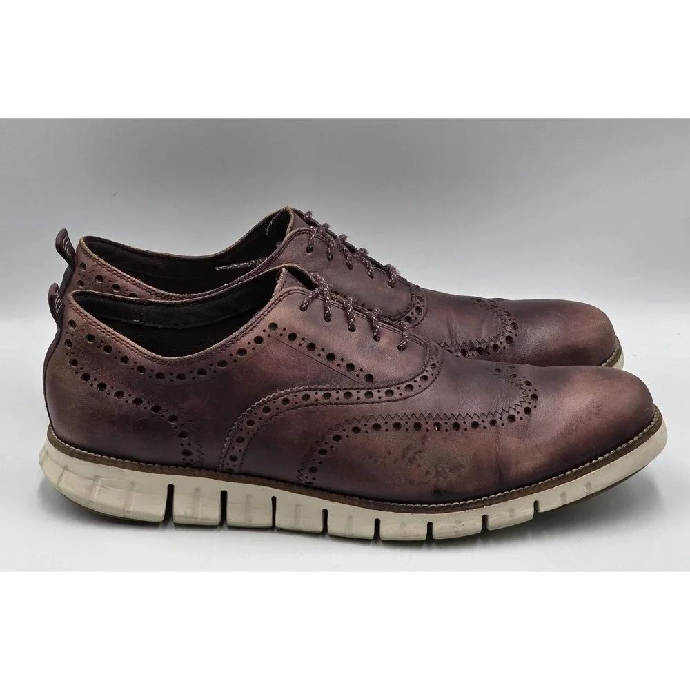 Cole Haan ZeroGrand Wingtip Oxford Dress Shoes British Tan C24970 Men's 13M